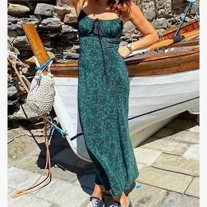 Green Paisley Balconette Midi Dress